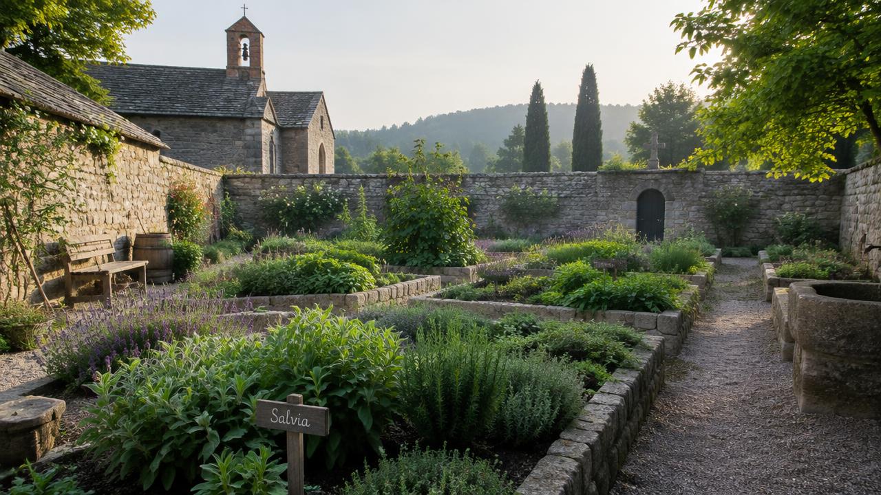 Jardin d'herbes d'un ancien monastère